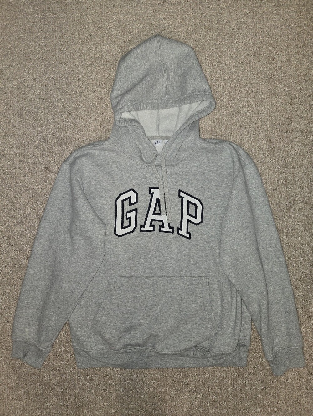 GAP Light Gray Logo Hoodie Sweatshirt Medium, Excellent